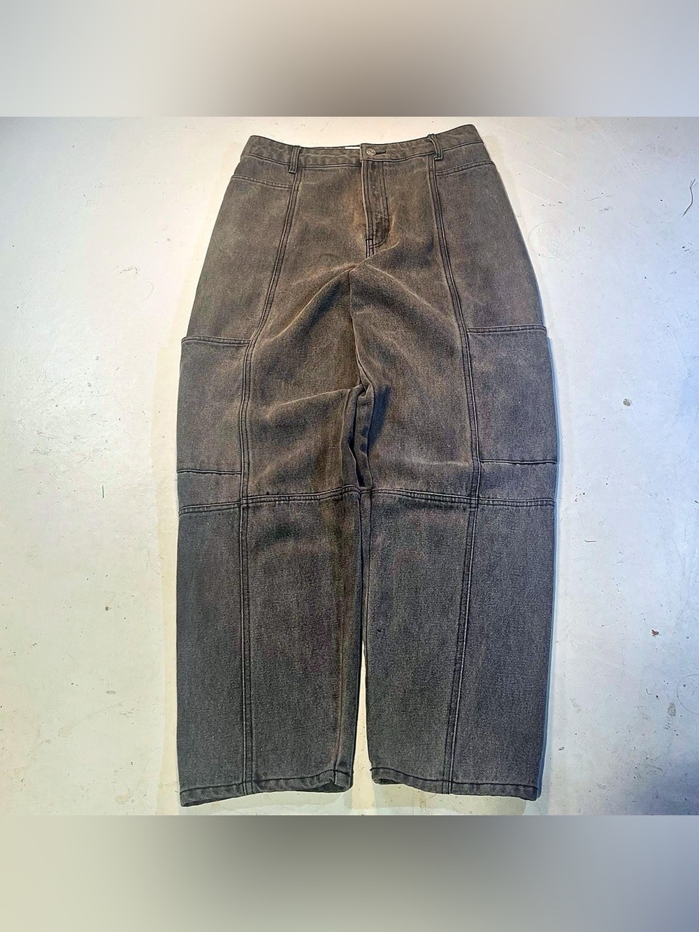Twik Par Simons Men's Cargo Denim Pants in Washed Grey sz 30
